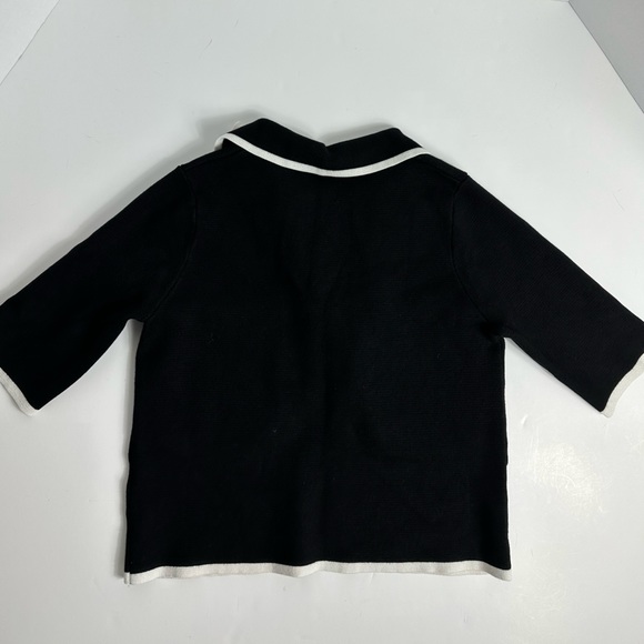 Zara Black & White Knit Blouse - Picture 8 of 9